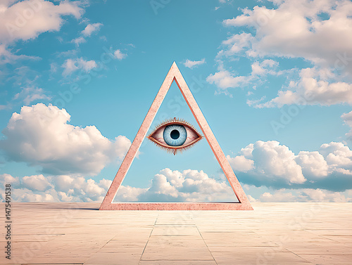 Eye Pyramid with Sky, and Surreal Art.