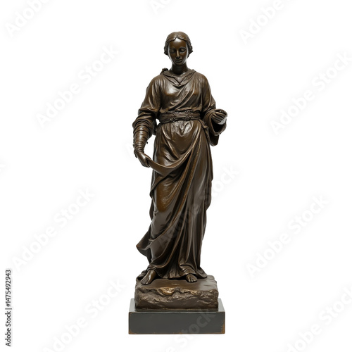 Elegant bronze statue of an ancient figure.
