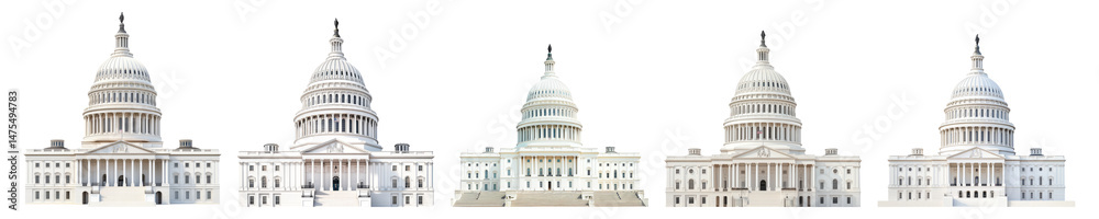 Obraz premium Various Views of Government Building in United States Capital Setting Isolated Transparent Background