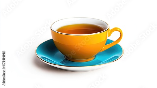 Wallpaper Mural Tea Time: A Blue and Green Ceramic Cup of Tea Torontodigital.ca