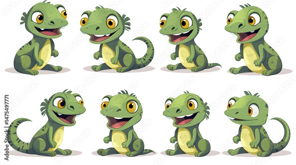 Obraz premium Alphabet Educational Poster with Letter I for Iguana Vector Illustration