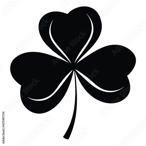 Black shamrock silhouette stands as a symbol of Irish luck and heritage