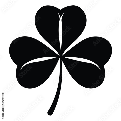 Solid black shamrock with three leaves brings a touch of Irish luck