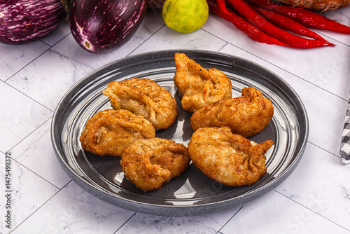 Tibetian fried momo stuffed dumplings