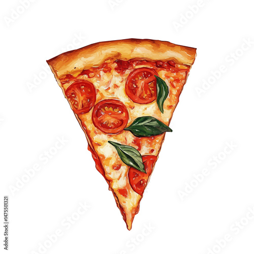 2D flat Pizza Slice vector illustration, isolated on a white background.