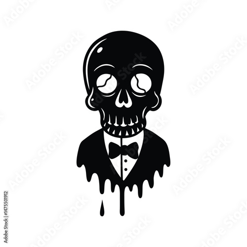 skull with monocle vector silhouette