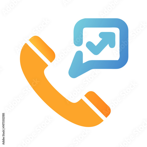 Phone with Arrow: Call Center Success Symbol