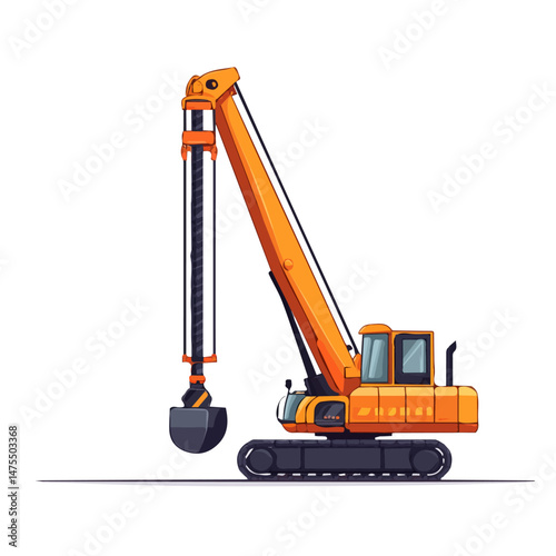 2D flat vector illustration of Pile Driver, isolated on a white background.