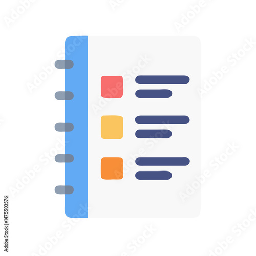 Notebook with List Items Flat Vector Illustration Design