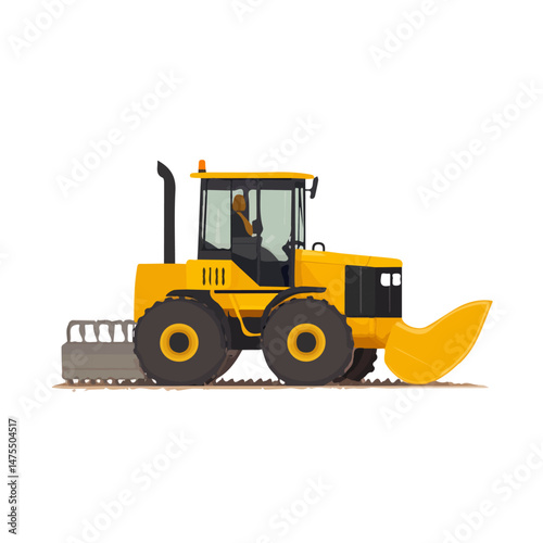 Plowing 2D flat vector illustration, isolated on a white background.