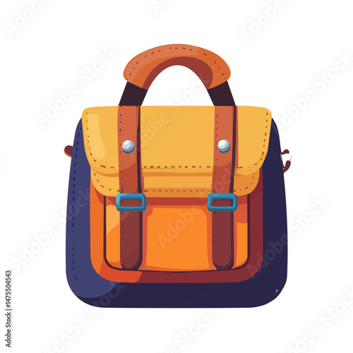 2D flat vector illustration of School Bag, isolated on a white background.