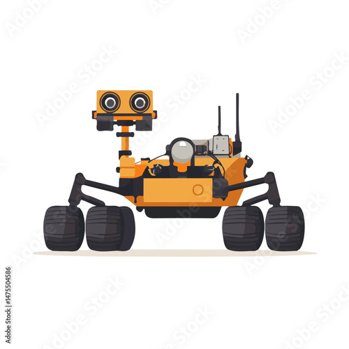 2D flat vector illustration of Mars Rover, isolated on a white background.