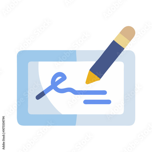 Signing a Document Flat Vector Icon Illustration