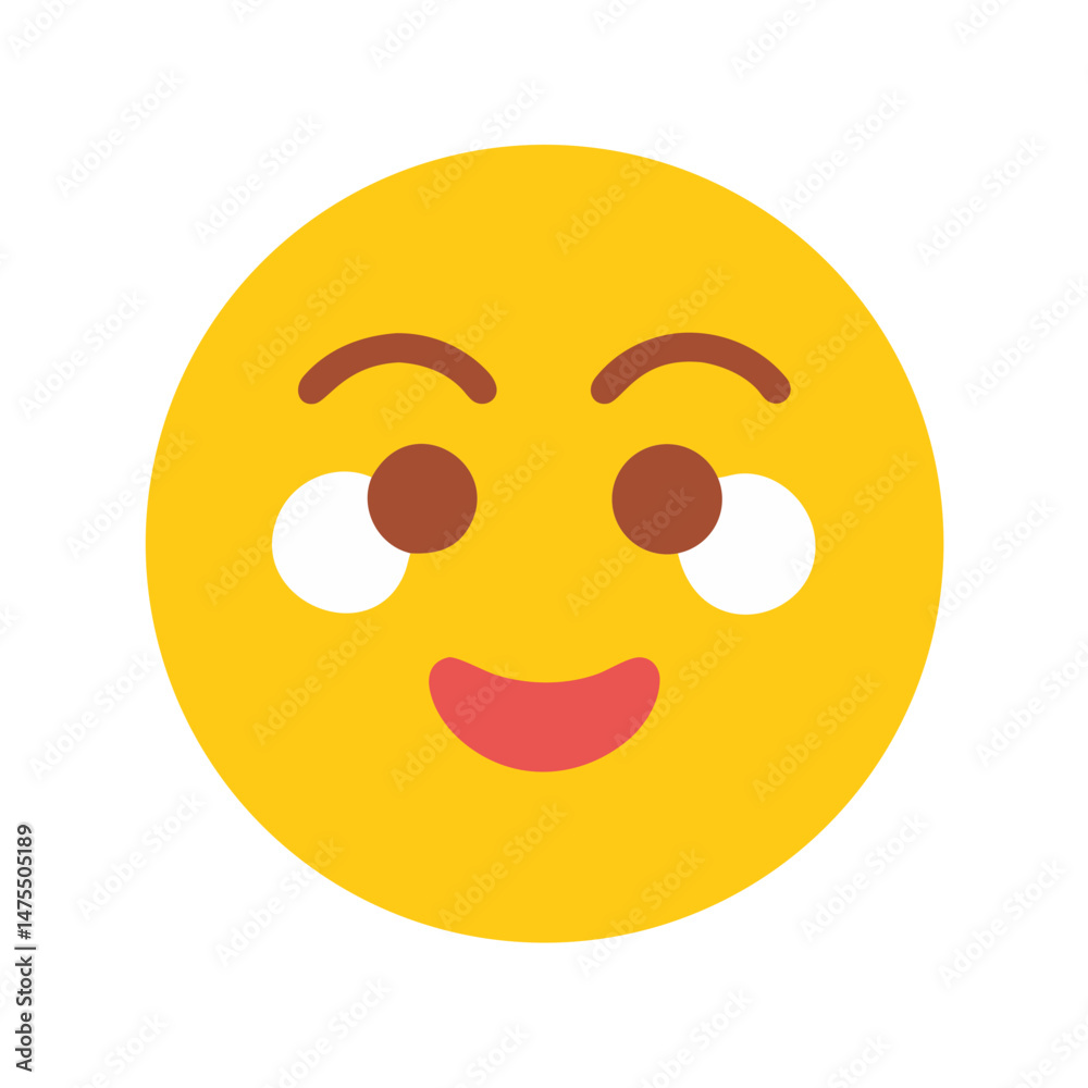 Fototapeta premium Thinking emoji on black background, looking up and happy