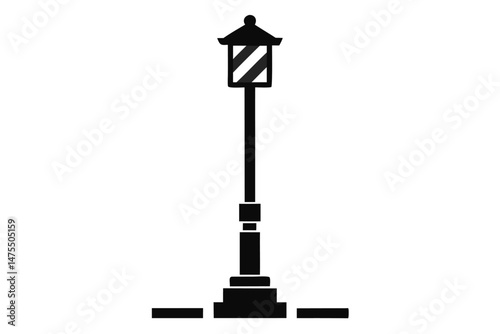Solitary black silhouette of classic street lamp presents simple beauty and elegance
