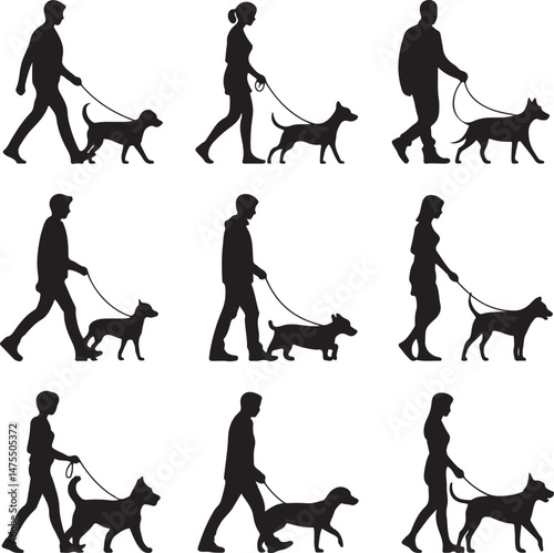 Loyal Dog Sitting Silhouette

Playful Puppy Running Vector Design

Dog with Ball Silhouette Scene

Guard Dog Standing Alert Silhouette

Dog and Owner Walking Silhouette