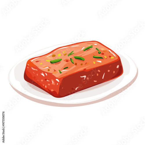 Meatloaf 2D flat vector illustration, isolated on a white background.