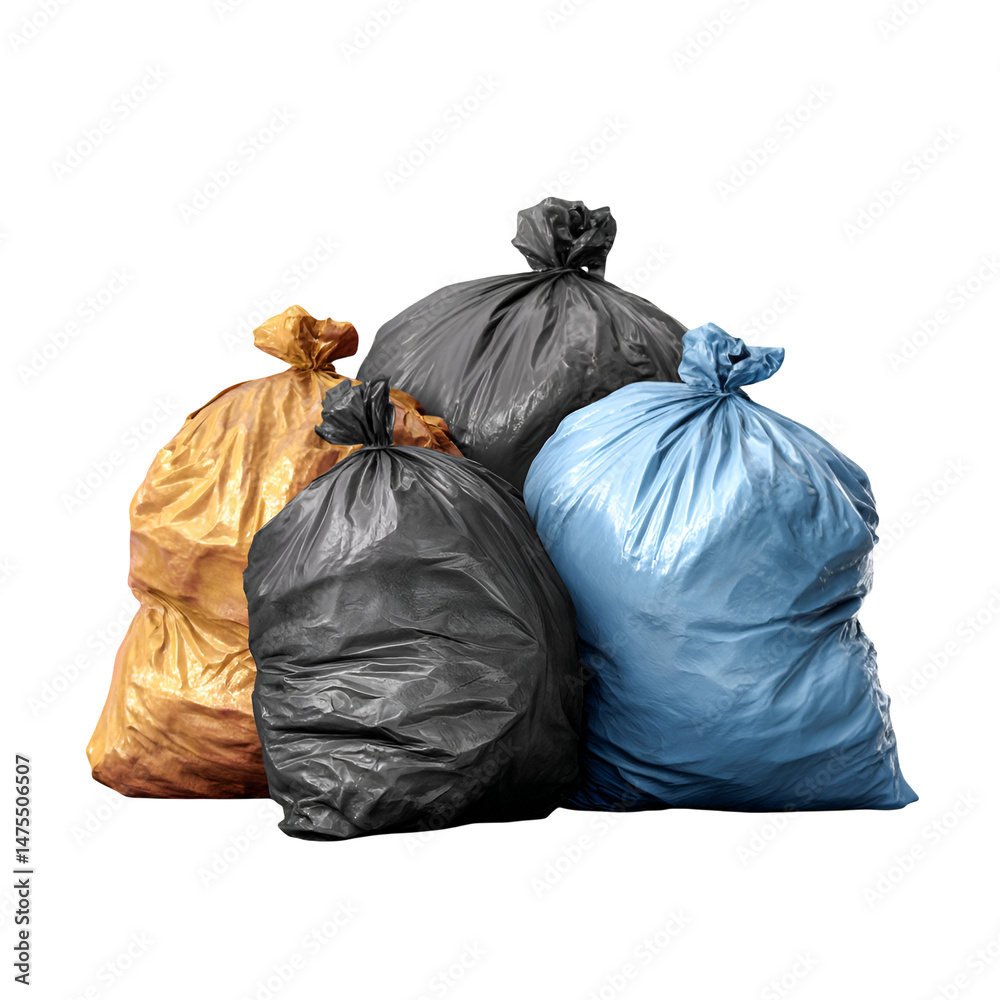 Colorful Garbage Bags Overflowing Waste Disposal Colorful Garbage Bags Overflowing Waste Disposal