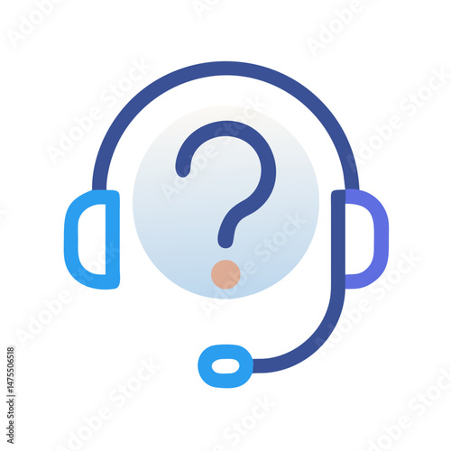 Headset with question mark: customer support and help