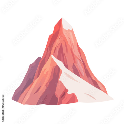 Mountain Peak 2D flat vector illustration, isolated on a white background.