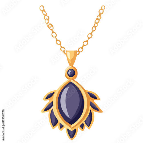Necklace 2D flat vector illustration, isolated on a white background.