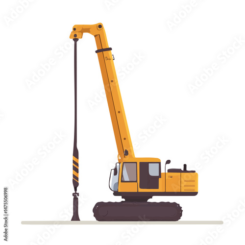 2D flat vector illustration of Pile Driver, isolated on a white background.