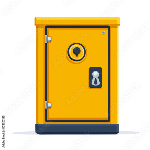 Safe Deposit Box 2D flat vector illustration, isolated on a white background.
