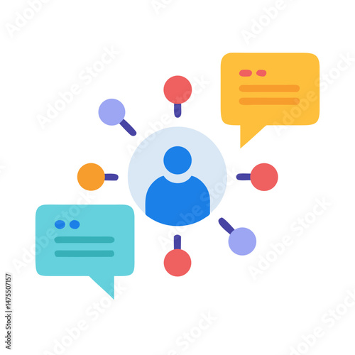 Connected Person with Communication and Network on black background