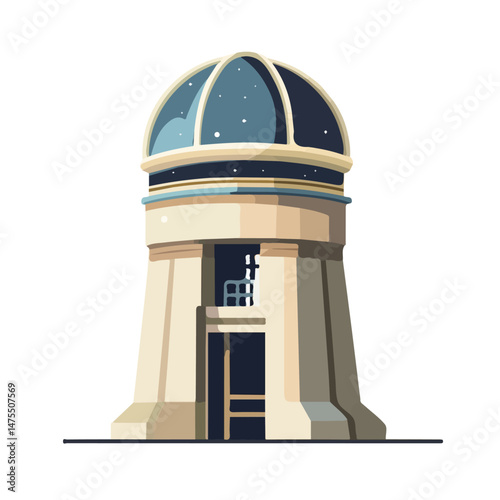 2D flat Observatory vector illustration, isolated on a white background.