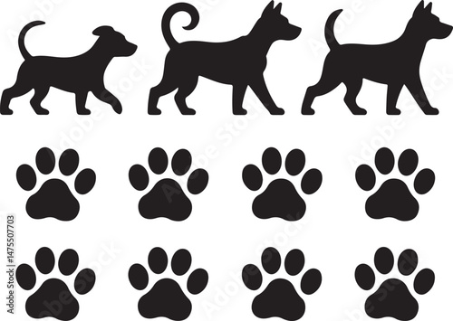 Loyal Dog Sitting Silhouette

Playful Puppy Running Vector Design

Dog with Ball Silhouette Scene

Guard Dog Standing Alert Silhouette

Dog and Owner Walking Silhouette