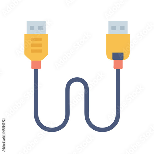 Simple USB Cable Connector Data Technology Icon Design