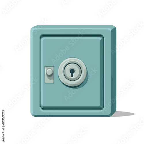 2D flat Safe Box vector illustration, isolated on a white background.