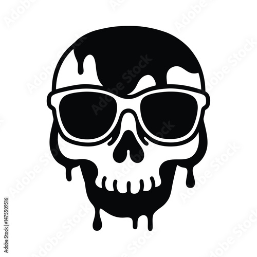 skull with sunglasses vector silhouette