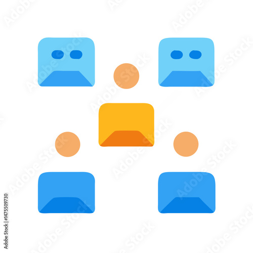 Business Team Collaboration Concept Illustration on Black Background