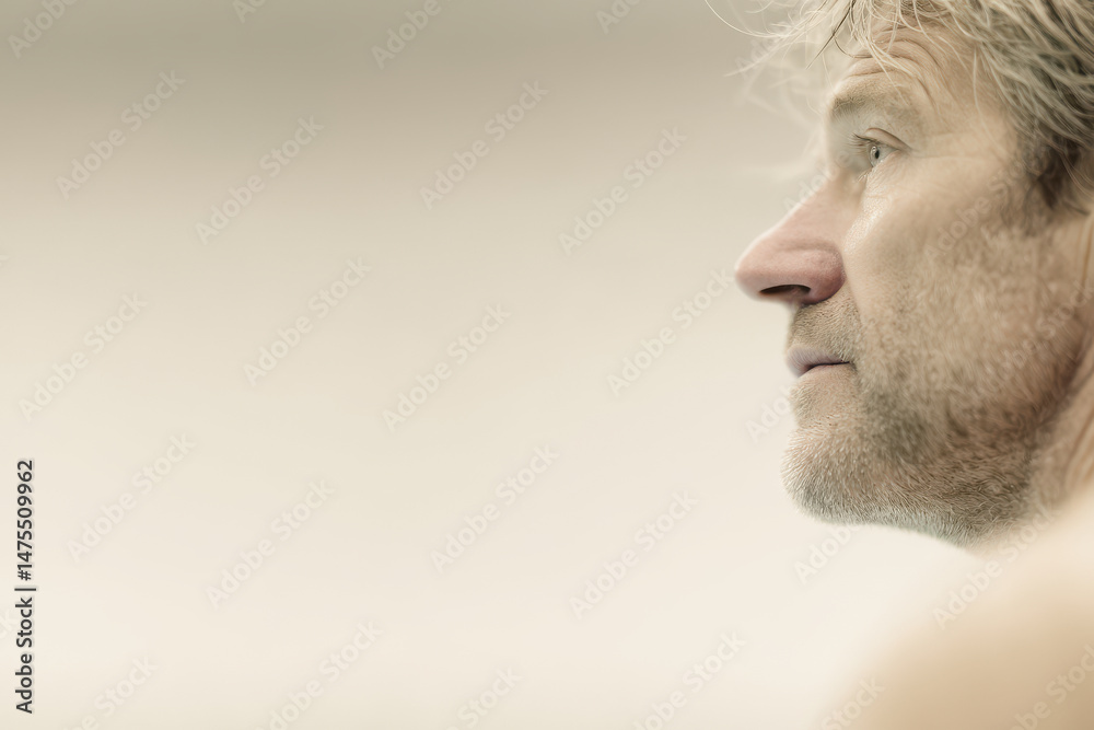 Fototapeta premium portrait of swimming coach on left side of frame showcasing inspired emotion