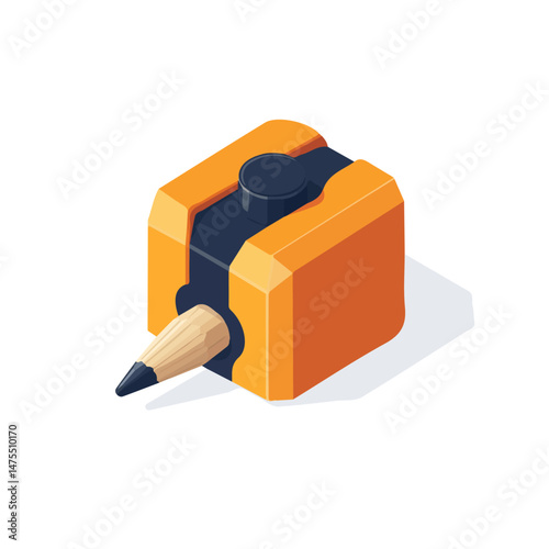 2D flat vector illustration of Pencil Sharpener, isolated on a white background.