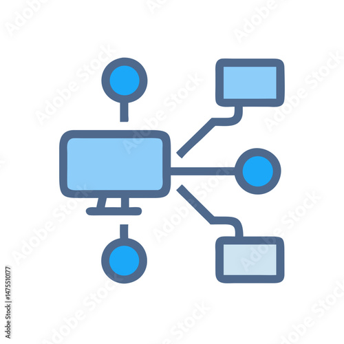 Network Diagram Icon, Connected System, Data Flow Visual
