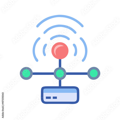 Router, network, and connection illustration on a black background