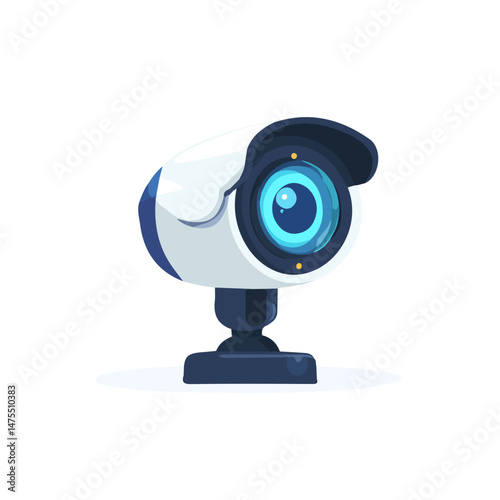 2D flat vector illustration of Security Camera, isolated on a white background.