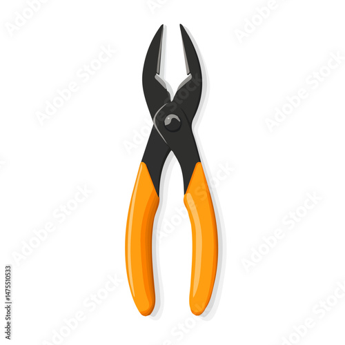 2D flat vector illustration of Pliers, isolated on a white background.