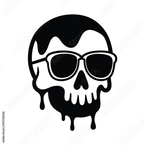 skull with sunglasses vector silhouette