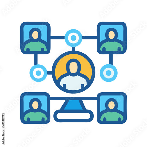 Network of connected people, social interaction and team connection