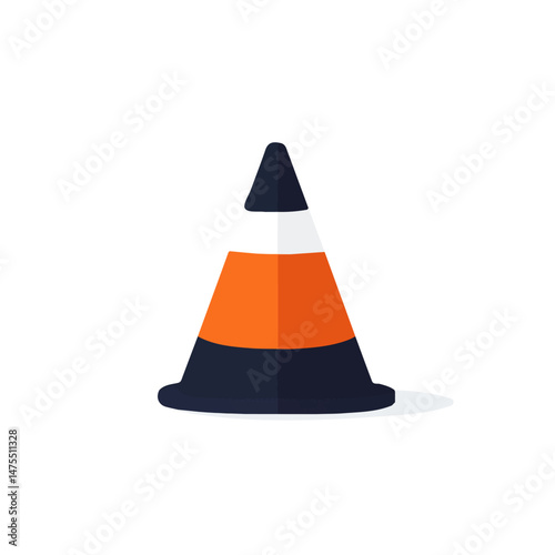 2D flat vector illustration of Safety Cone, isolated on a white background.