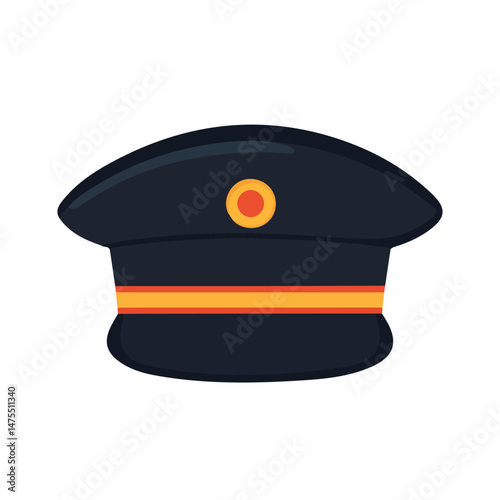 Pilot Hat 2D flat vector illustration, isolated on a white background.
