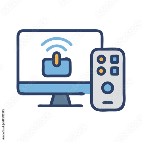 Smart TV with remote control and power button
