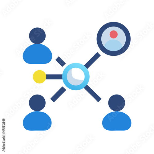 Connected network of people, social media connection concept