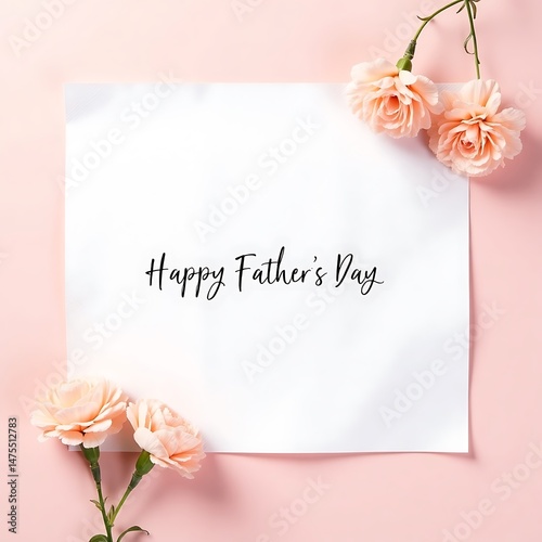 Happy Father's Day Card with Pink Carnations – Heartfelt Greeting for Dad