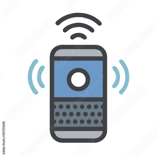 Smart speaker vector illustration, wireless technology and AI