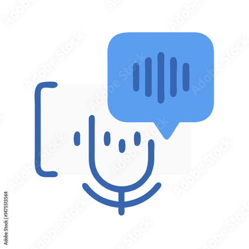 Podcast microphone illustration with speech bubble and sound wave