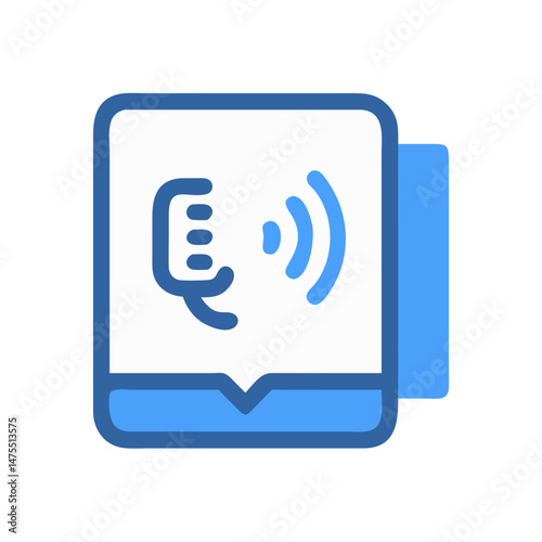 Podcast icon in blue, podcasting and audio content